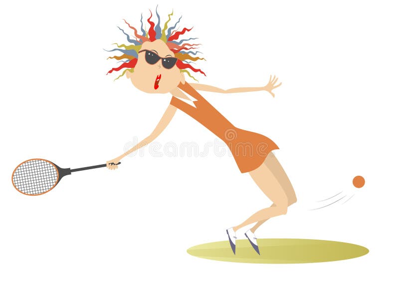 Jeune femme jouant au tennis illustration isolée illustration libre de droits