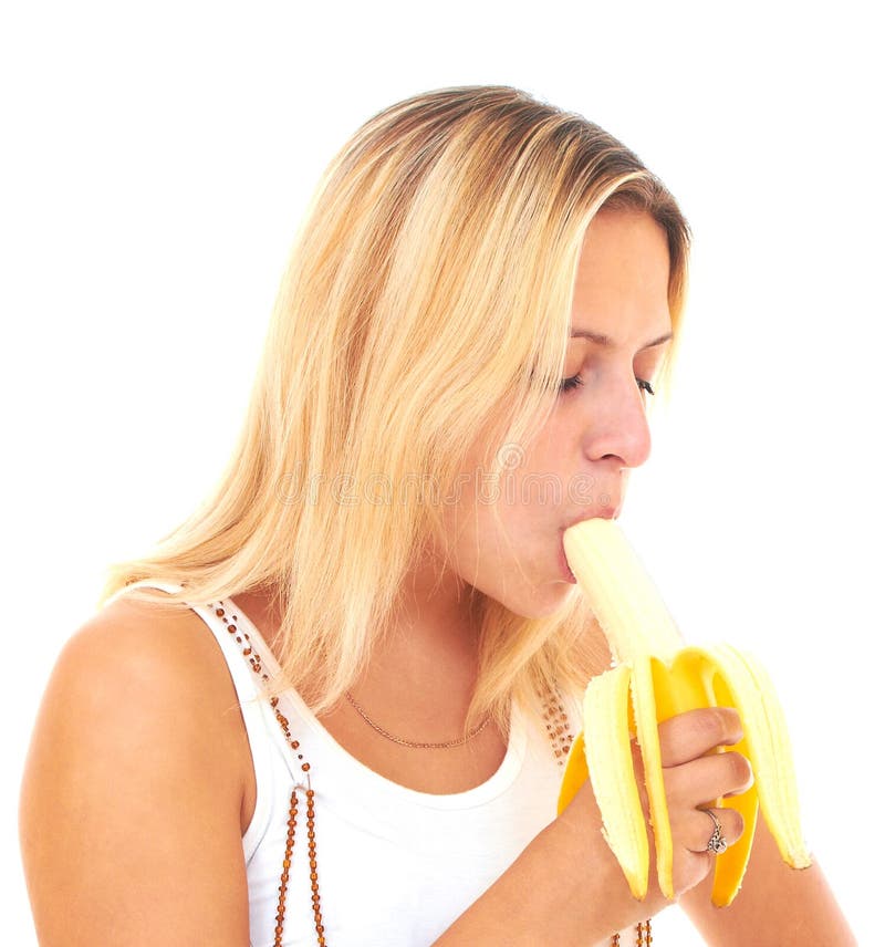 Femme Mangeant La Banane Photo Stock Image Du Bonheur 21522386