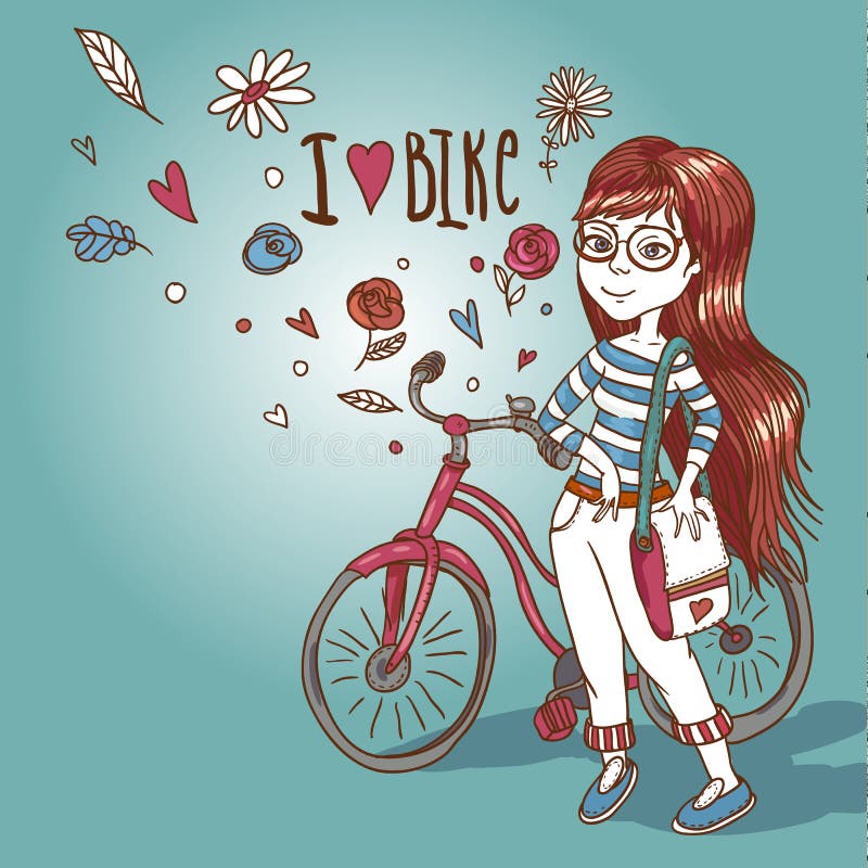 peinture jeune fille et bicyclette