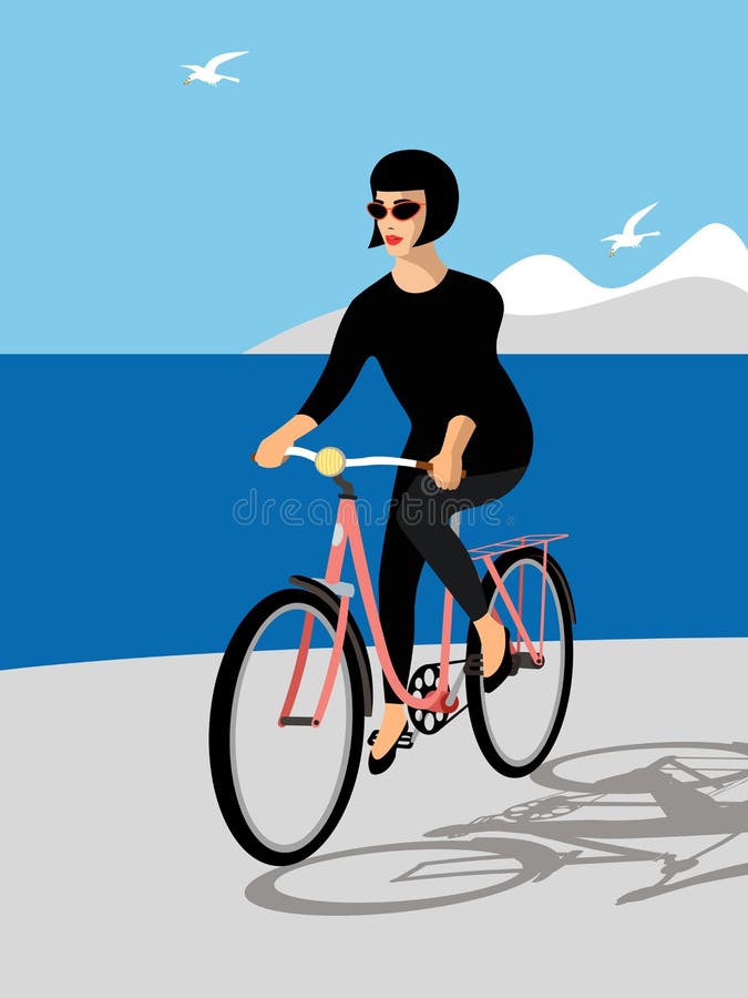 Jeune fille conduisant un vélo Illustration illustration stock Jeune fille conduisant un vélo Illustration illustration stock
