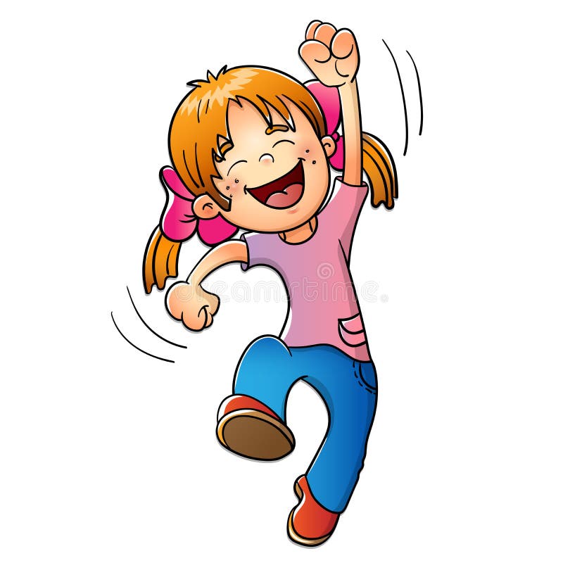 Jeune Fille Sautant Sur Le Blanc Illustration de Vecteur Illustration