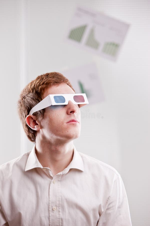 Jeune homme avec les glaces 3d images libres de droits Jeune homme avec les glaces 3d images libres de droits