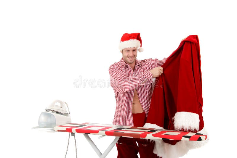 Jeune homme caucasien, le père noël images libres de droits Jeune homme caucasien, le père noël images libres de droits