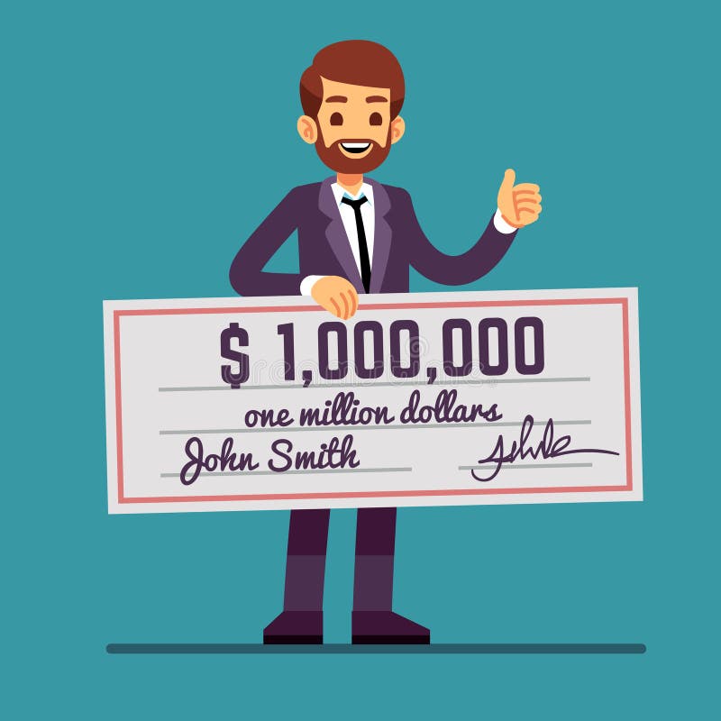 Jeune homme heureux tenant le contrôle professionnel d'argent d'un million de dollars Gains de loterie d'argent liquide et concep illustration de vecteur Jeune homme heureux tenant le contrôle professionnel d'argent d'un million de dollars Gains de loterie d'argent liquide et concep illustration de vecteur