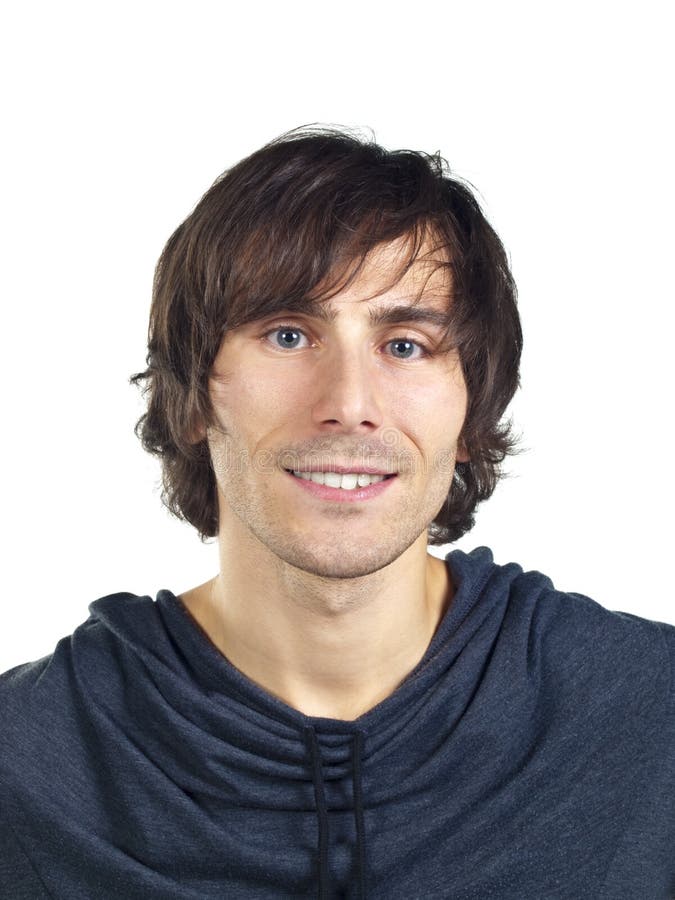 Jeune Homme Sur Le Fond Blanc Image stock Image du sourire, brun