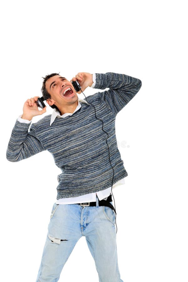 Jeune homme écoutant la musique photo libre de droits
