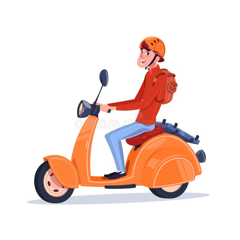 Jeune moto de Guy Riding Electric Scooter Vintage