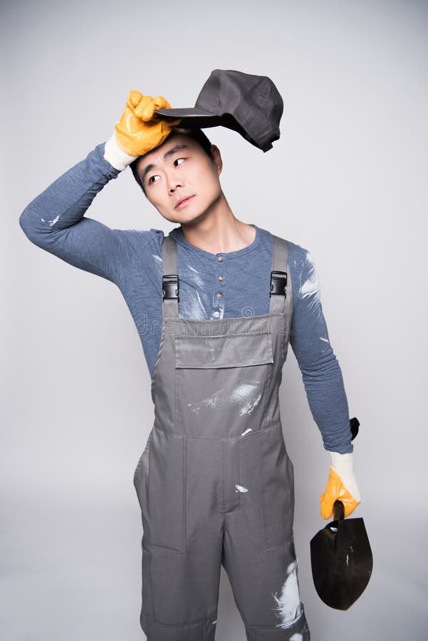 Jeune travailleur de la construction images libres de droits