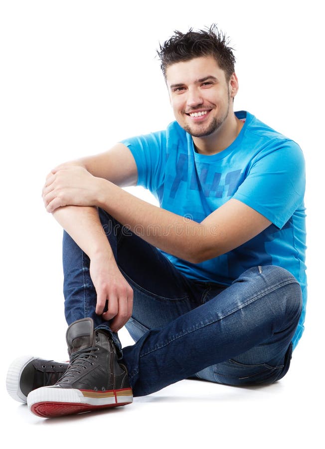 Jeune verticale belle de studio d'homme photos libres de droits