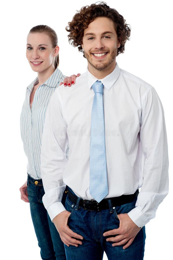Jeunes cadres commerciaux heureux images libres de droits Jeunes cadres commerciaux heureux images libres de droits