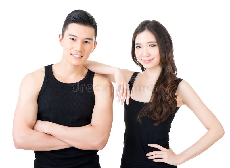 Jeunes couples asiatiques de sport photo libre de droits Jeunes couples asiatiques de sport photo libre de droits