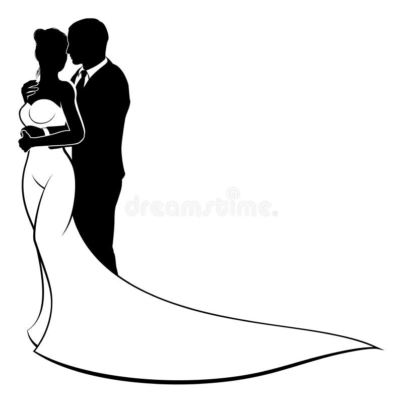Jeunes mariés de silhouette de mariage