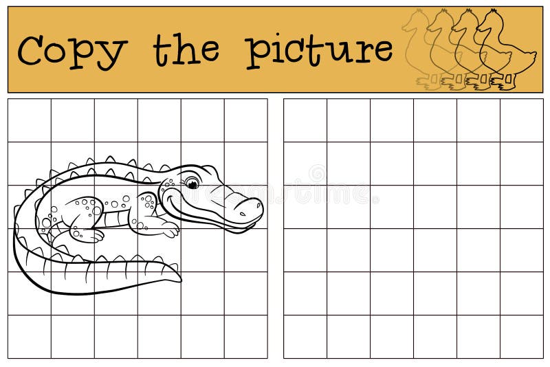 Jeux d'enfants : Copiez la photo Petit alligator mignon