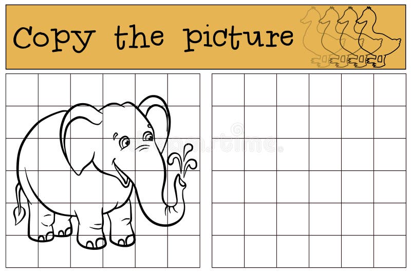 Jeux d'enfants : Copiez la photo Petit éléphant mignon