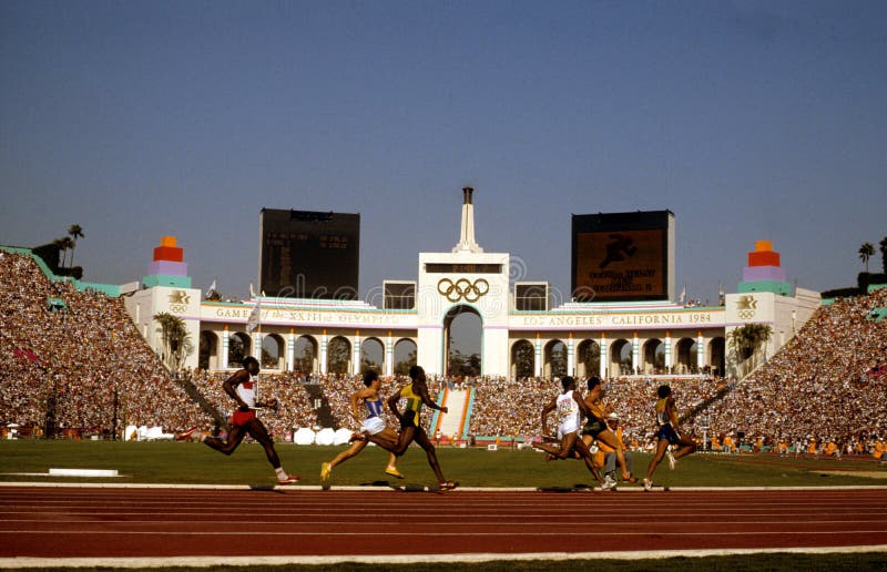 100 Mètres Masculin Aux Jeux Olympiques D'été De 1984 1984 Jeux Olympiques Los Angeles Photo stock éditorial - Image du états