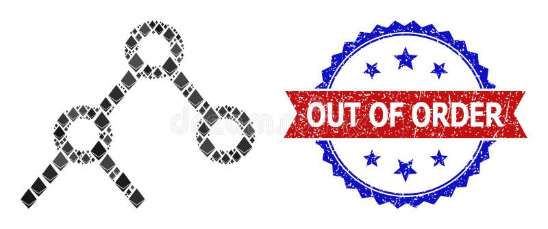 Jevel Composition Binary Links Icon and Distress Bicolor Out of Order Seal royalty free illustration