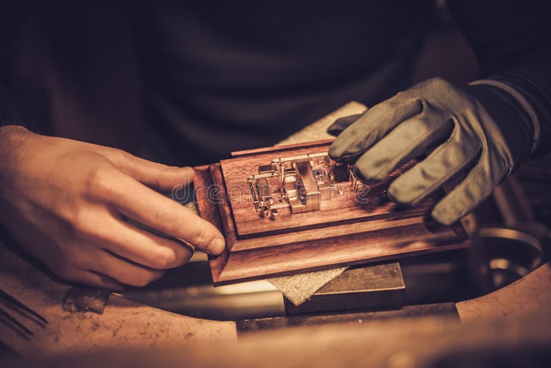 Jeweler at Work in Jewelery Image Stock Image Image of