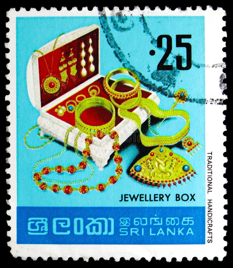 Jewellery Box, Handicrafts of Sri Lanka Serie, Circa 1977 Editorial