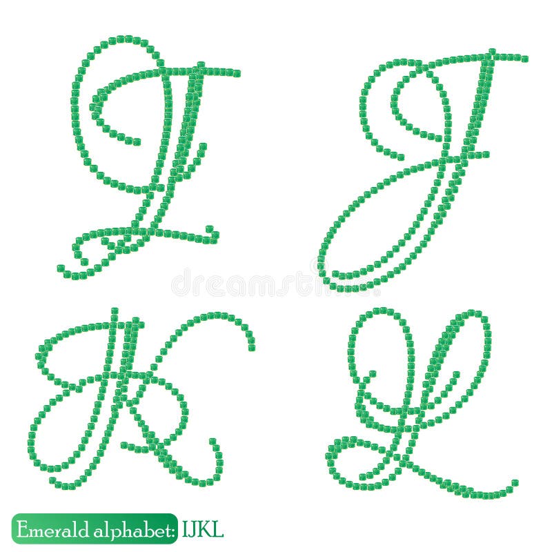 Jewelry alphabet from Emerald stones royalty free illustration Jewelry alphabet from Emerald stones royalty free illustration