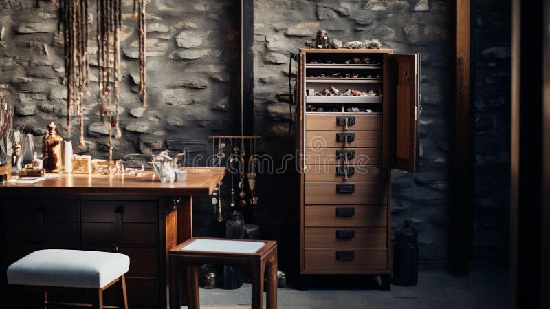 Editorial Style Jewelry Armoire Photograph in Simple Brutalist 