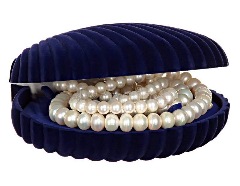 Jewelry box with beads, pearls and jewellery isolated on white background.