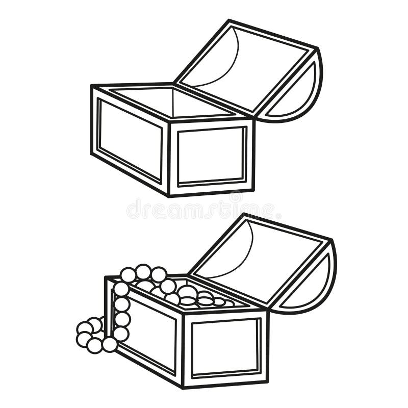 Jewelry Box Linear Drawing for Coloring Book Stock Illustration