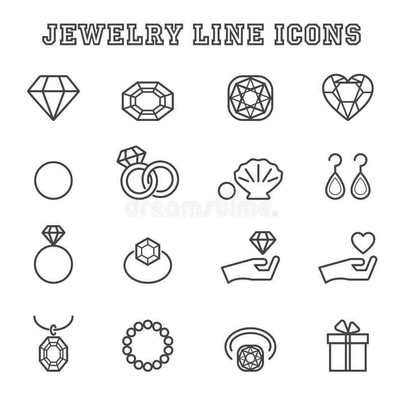 Jewelry line icons stock vector. Illustration of design - 49683348