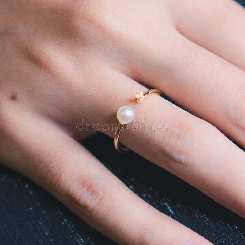 mnjin double-layer geometric pearl ring fashion ring female index finger  tail ring opening adjustable rose gold - Walmart.com