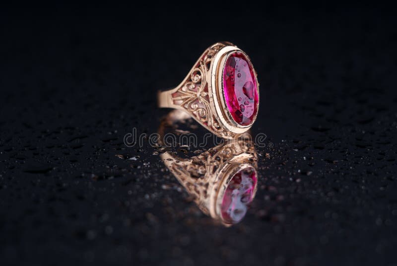 Jewellery Ring Isolated on the Black Background Stock Photo Image of