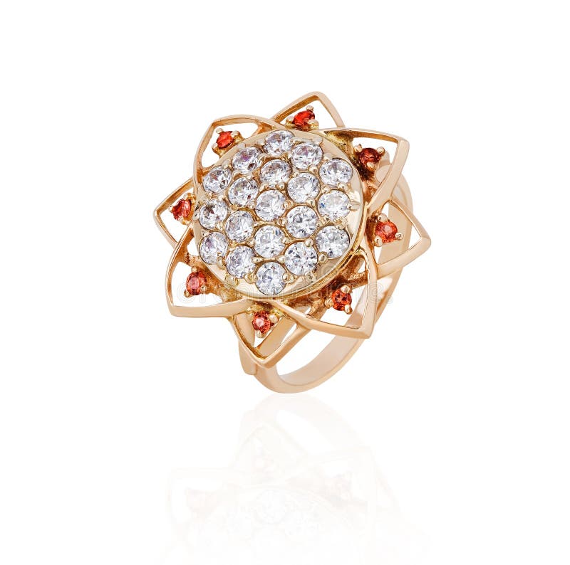 Jewelry Ring with Nacre on White Background Stock Image Image of gold