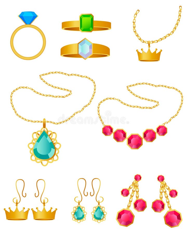 Set of jewelry stock illustration. Illustration of gems - 22754601