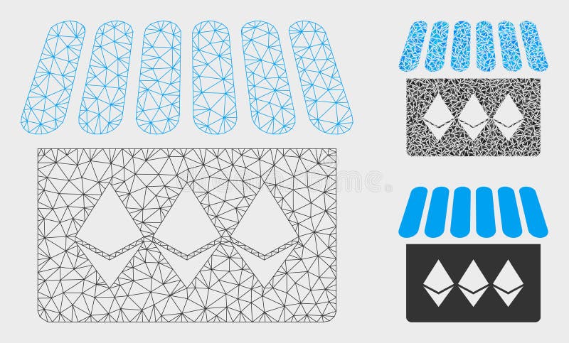 Jewelry Shop Vector Mesh Carcass Model and Triangle Mosaic Icon stock illustration