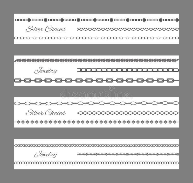 Jewelry and Silver Chains Set Vector Illustration Stock Vector
