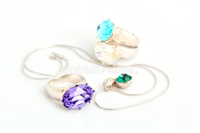 Jewelry on white background royalty free stock photography