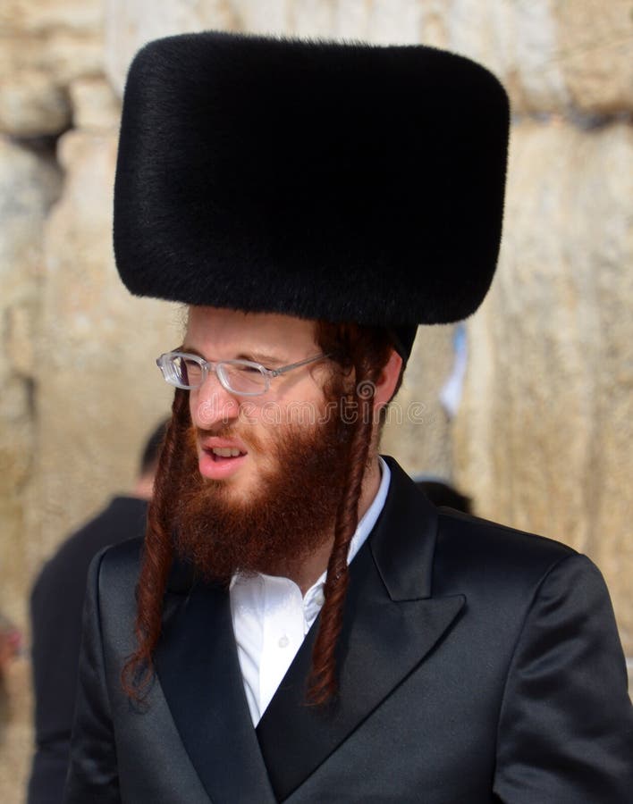 Jewish Hasidic Pray a the Western Wall, Wailing Wall the Place of ...