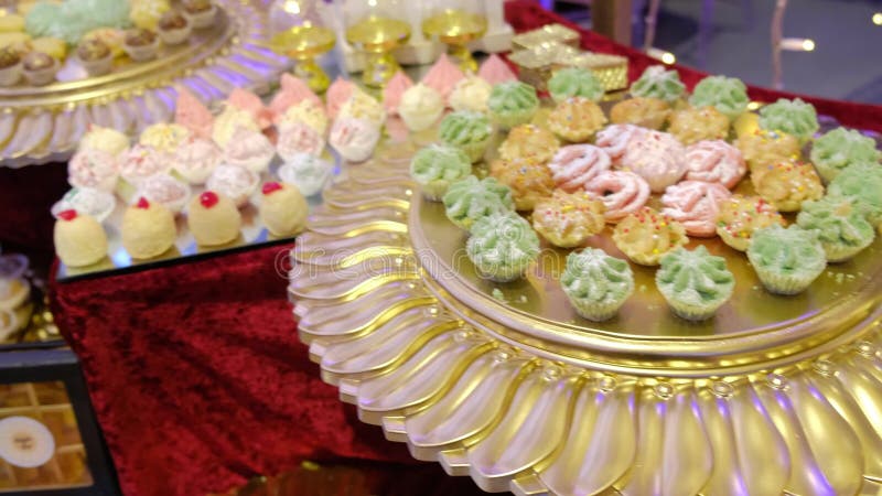 Middle east Arab Turkish Jewish sweets dessert.Close-up. 4K video.