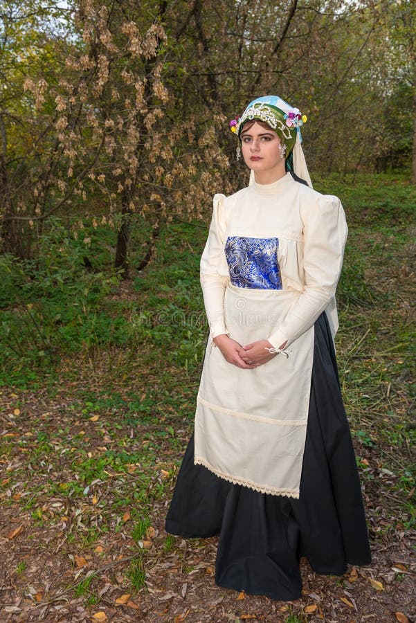 Jewish Woman Dressed in National Costumes of the 19th Century Stock ...