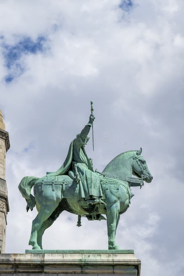 Jeździecki pomnik louis ix capetian króla francji zdjęcia royalty free