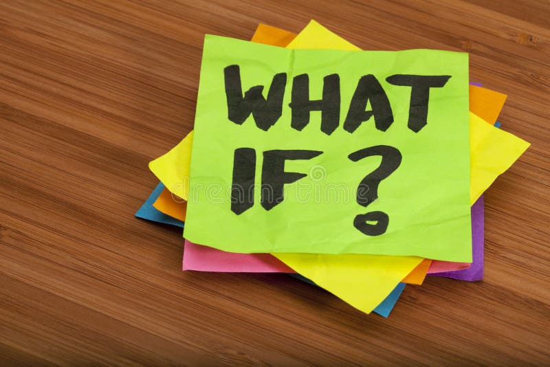 What if question - stack of color sticky notes on wooden (bamboo) background. What if question - stack of color sticky notes on wooden (bamboo) background