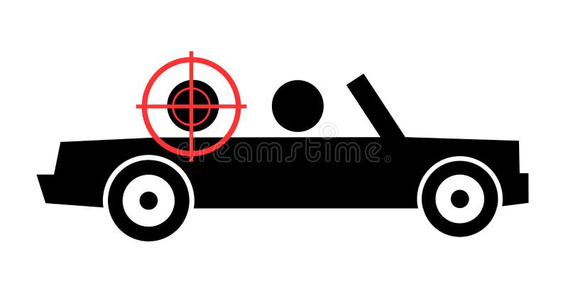 Person is killed and assassinated in the cabriolet and convertible car by shot from gun. Vector illustration. Person is killed and assassinated in the cabriolet and convertible car by shot from gun. Vector illustration