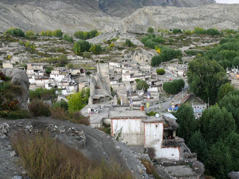 Jhong village, Muktinath valley, Nepal stock photos Jhong village, Muktinath valley, Nepal stock photos