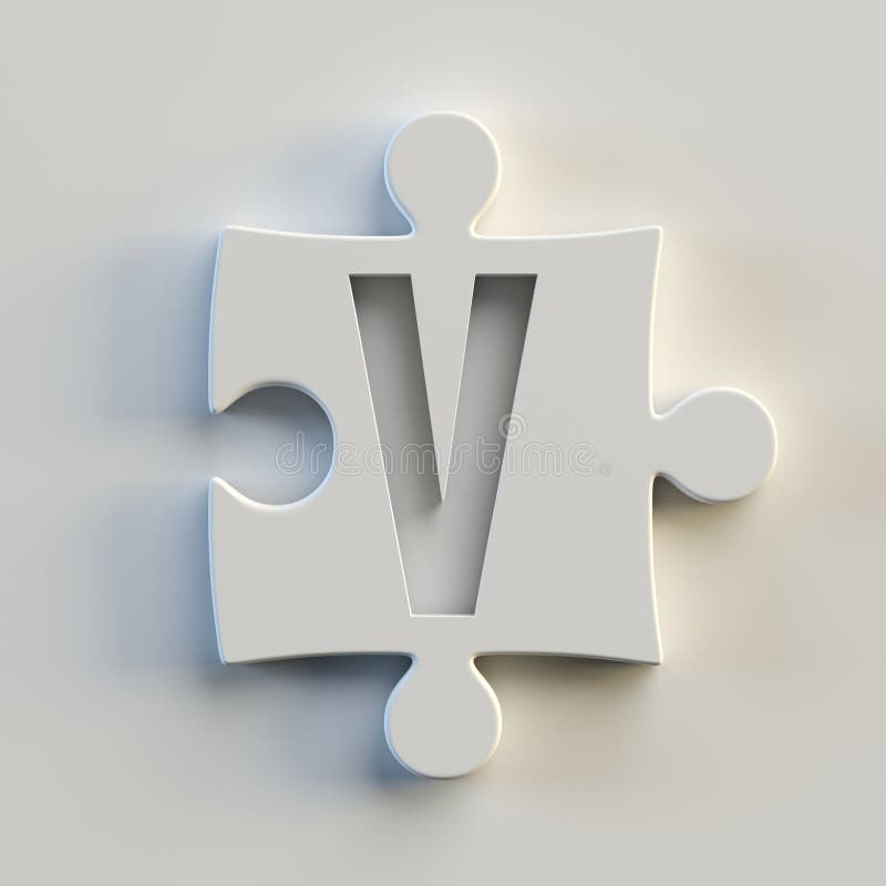 White Puzzle Jigsaw Letter V 3d Stock Illustrations 4 White Puzzle