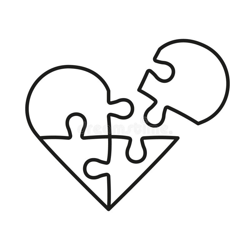 Heart Puzzle Piece Outline Stock Illustrations – 371 Heart Puzzle Piece