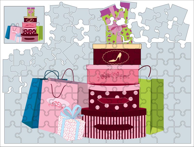Jigsaw Puzzle Boxes stock illustration. Illustration of isolated 10623136
