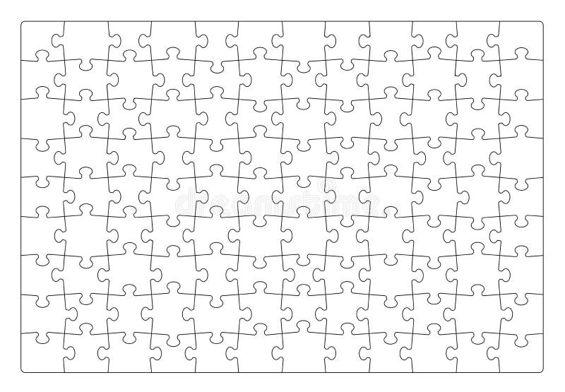 Puzzle blank template vector. Quiz jigsaw game empty grid. Stock