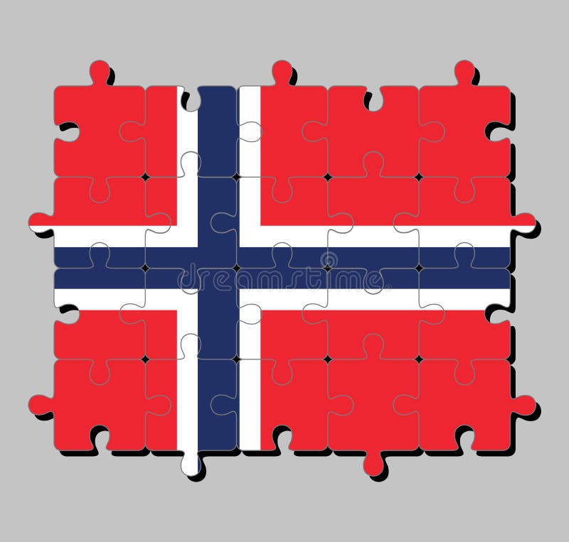 European Country With Cross On Flag Crossword Jigsaw Puzzle Of Norway Flag In A White-fimbriated Blue Nordic Cross On