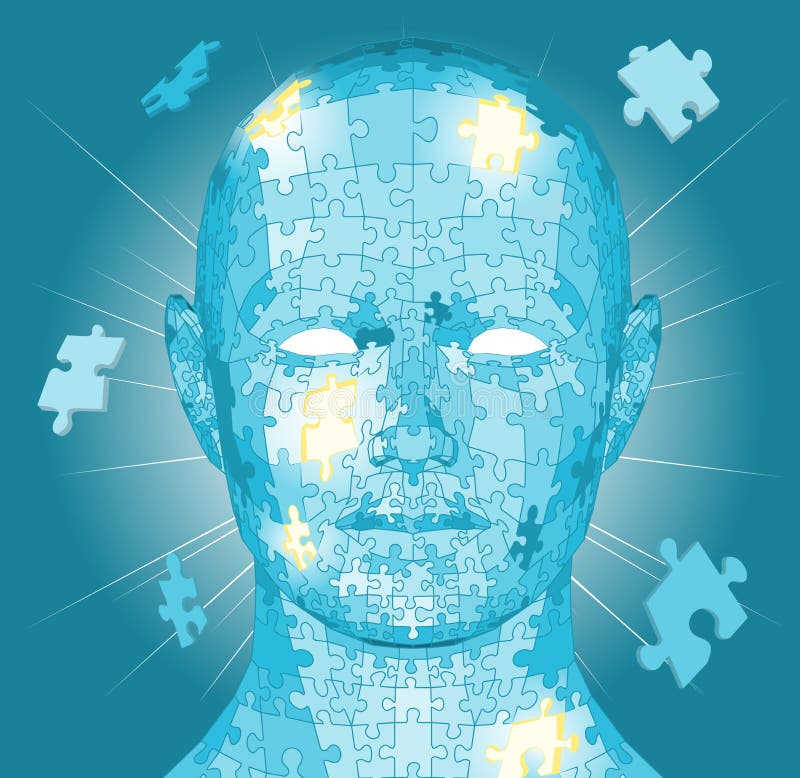 Jigsaw puzzle pieces head stock vector. Illustration of brain - 20777979