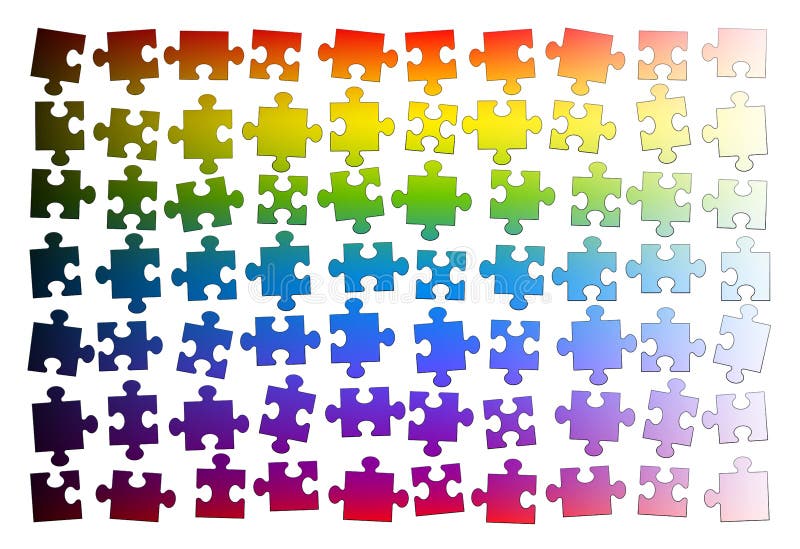 Jigsaw Puzzle Rainbow Gradient Spectrum Colors Shuffeld vector illustration