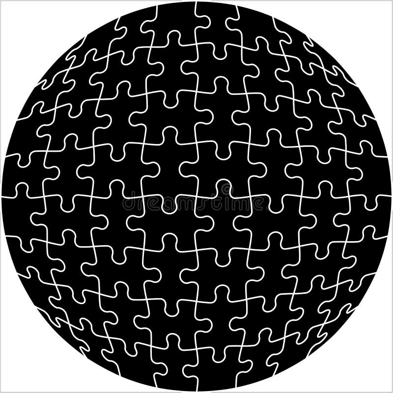 Puzzle Piece Sphere Ball Fit Together Peace Harmony Stock Illustration