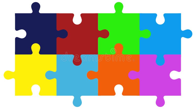 Jigsaw puzzle template. Puzzles grid colorful template royalty free illustration
